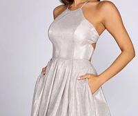 Milana Glitter Shine High Neck Ball Gown