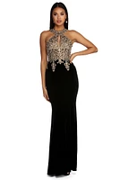 Jeanette Formal Velvet Applique Dress