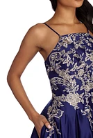 Ryleigh Floral Satin Ball Gown