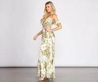 Chiffon Tropical Floral Maxi Dress