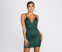 Let It Sparkle Lace Back Mini Dress