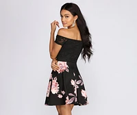 Fresh Floral Lace Skater Dress