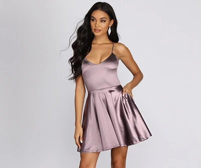 Stunning Satin Skater Dress