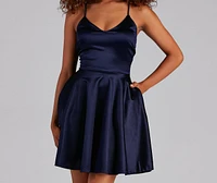 Stunning Satin Skater Dress
