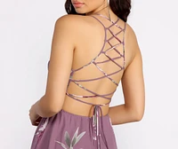Floral Delight Lattice Back Skater Dress
