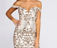 Heavenly Sequins Off Shoulder Mini Dress