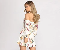 Bring The Romance Off Shoulder Long Sleeve Skater Dress