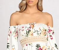 Bring The Romance Off Shoulder Long Sleeve Skater Dress