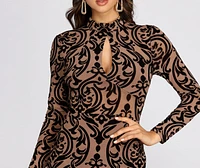 Mock Neck Keyhole Mini Dress