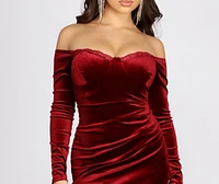 Comin' Hot Velvet Off Shoulder Mini Dress