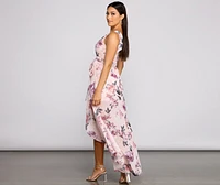 Wrapped Romance Floral Chiffon Maxi Dress