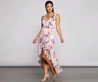 Wrapped Romance Floral Chiffon Maxi Dress