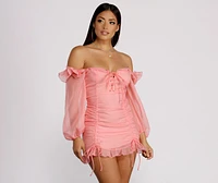 Lace Be Real Organza Sleeve Mini Dress