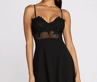 Sweet Chic Lace Mesh Skater Dress