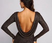Draped Glamour Glitter Mini Dress