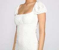 Stylish Moves Eyelet Mini Dress