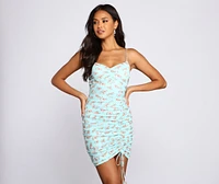 Floral Rush Ruched Mini Dress