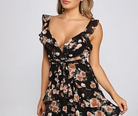 Wrapped Florals Chiffon Skater Dress