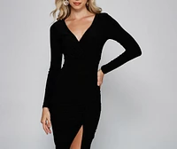 Wrapped Chic Ruched Midi Dress