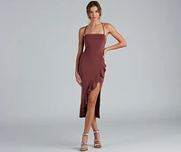 City Chic Ruffled Midi Dress