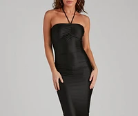 Sleek Trendsetter Halter Midi Dress