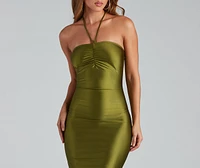 Sleek Trendsetter Halter Midi Dress