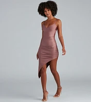 Just Flaunt It Satin Asymmetrical Mini Dress