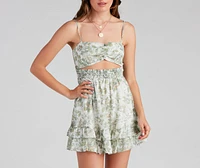 Floral Burst Ruffled Short Dress