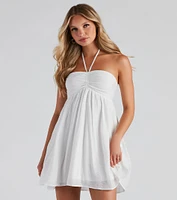Feel The Sun Halter Sweetheart Skater Dress