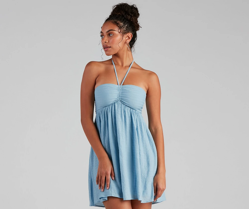 Feel The Sun Halter Sweetheart Skater Dress
