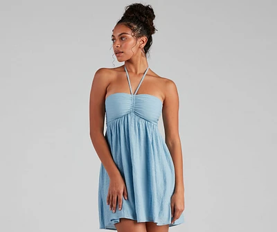 Feel The Sun Halter Sweetheart Skater Dress