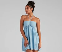 Feel The Sun Halter Sweetheart Skater Dress