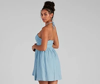 Feel The Sun Halter Sweetheart Skater Dress