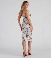 Fine Floral V-Neck Midi Dress