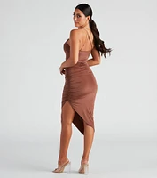 Show Me Off V-Neck Slit Midi Dress