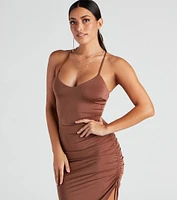 Show Me Off V-Neck Slit Midi Dress