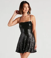 Sassy Sequins Skater Dress
