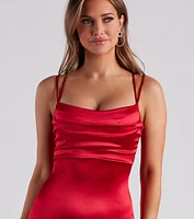 Radiant Satin Strappy Midi Dress