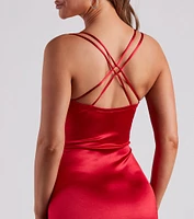 Radiant Satin Strappy Midi Dress