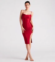 All Eyes On Me Side Slit Midi Dress
