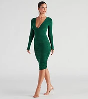 Killer Curves Plunge Neck Midi Dress