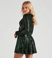 My Scene Sequin Cutout Short Dress