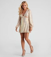 My Scene Sequin Cutout Short Dress