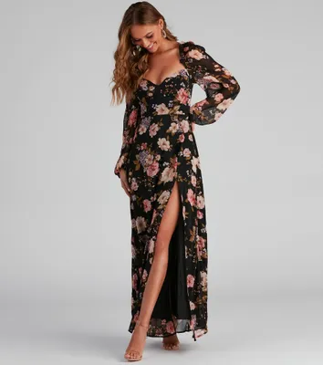 swept away black long sleeve maxi dress