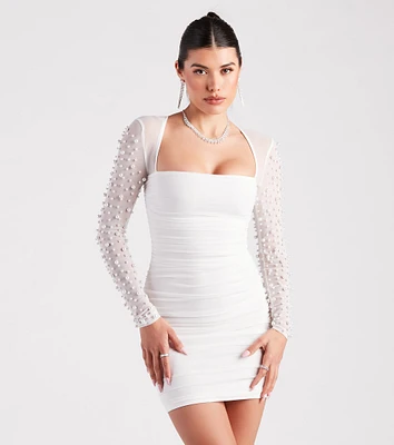 Pearl Up With Me Long Sleeve Mini Dress