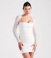 Pearl Up With Me Long Sleeve Mini Dress