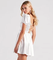 Sweet Victory Satin Skater Dress