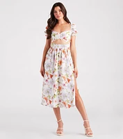 Room To Grow Floral Cutout Midi Dress