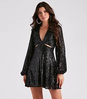 My Scene Sequin Cutout Short Dress