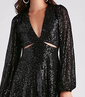 My Scene Sequin Cutout Short Dress